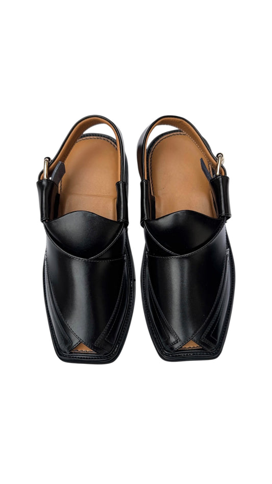 Side Patty Design High Kurram Peshawari Chappal Black 1670