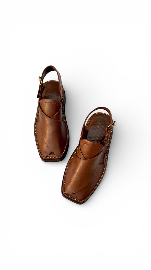 Peshawar Zalmi Kaptaan Design Chappal Simple Brown 1294