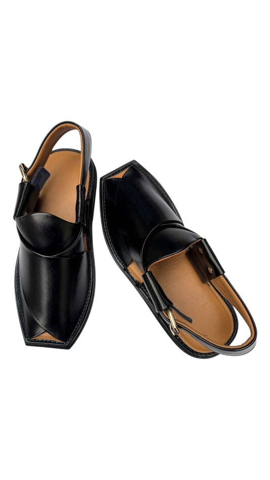 Handmade High Kurram Peshawari Chappal Black Color 1286