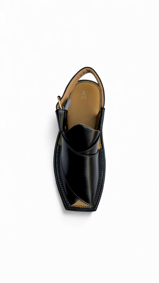 Handmade Kaptaan Chappal Black