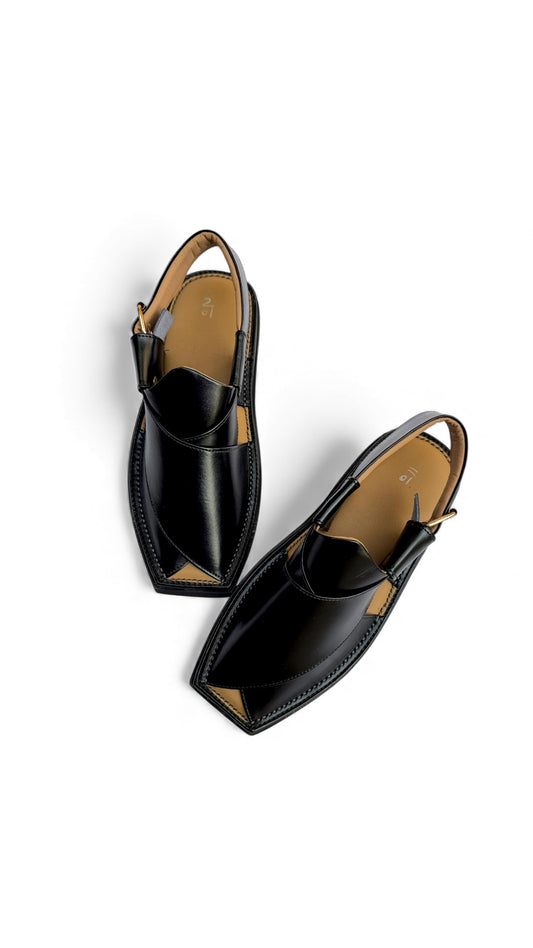 Handmade Kaptaan Chappal Black