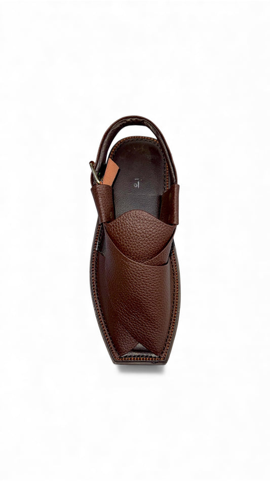 Handmade Kaptaan Chappal Dotted Brown