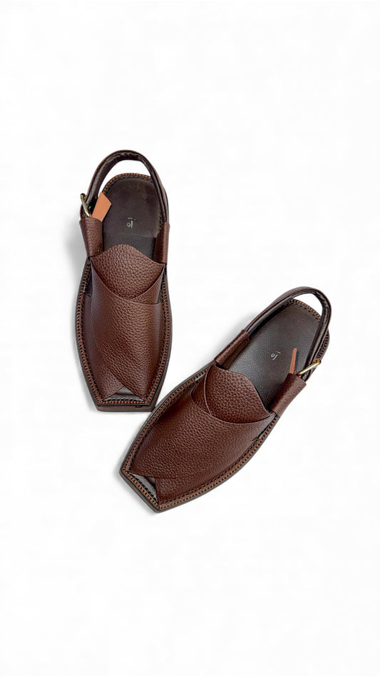 Handmade Kaptaan Chappal Dotted Brown