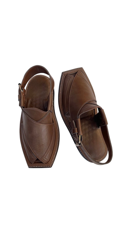 Handmade Triple Gear Peshawari Chappal Dark Brown Color 1343