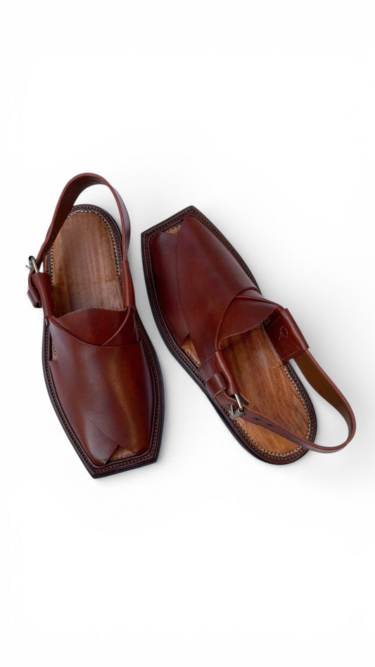 High Kurram Broad Shape Peshawari Chappal Burgandy Color 1666