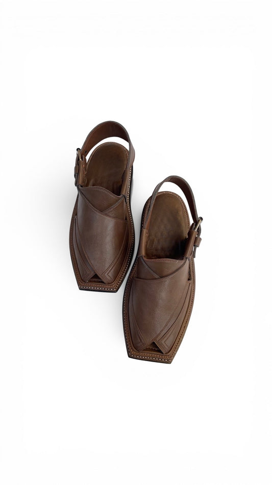 Handmade Triple Gear Peshawari Chappal Dark Brown Color 1343