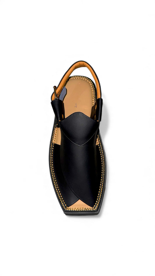 Handmade Kaptaan Chappal Matt Black