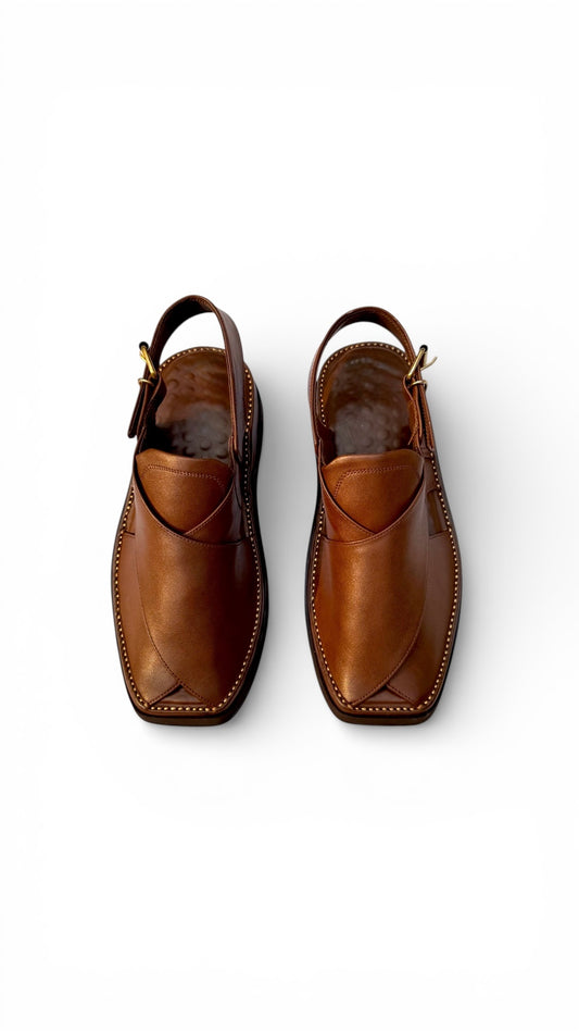Peshawar Zalmi Kaptaan Design Chappal Simple Brown 1294