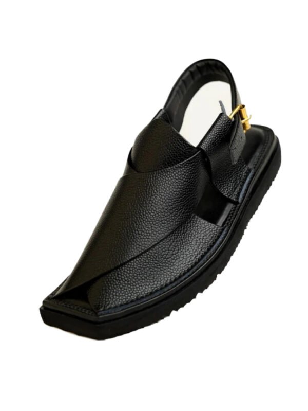 Kaptaan Chappal Black Dotted Leather